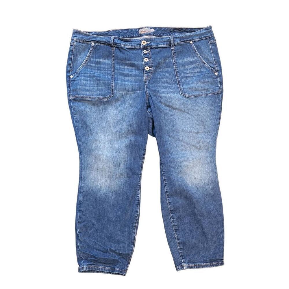 Torrid Mid Rise Skinny Jeans Button Fly Vintage Stretch Blue Women's 26 Plus